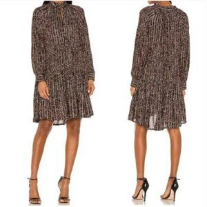 Birgitte Herskind Adeline Dress Size 8 Purple Floral Metallic Threading Accent